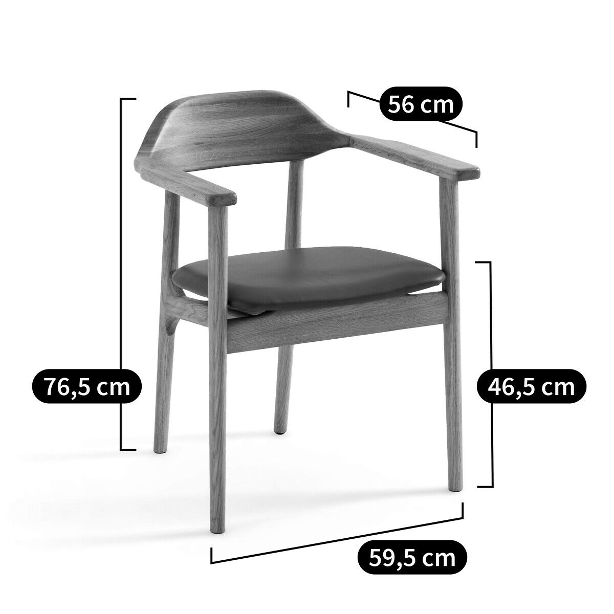 Стул из дуба и кожи с подлокотниками AMPM ARIÉ ARCH-00050911 - Вид №5