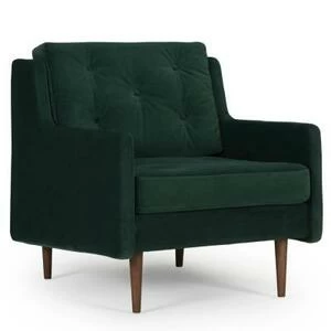 Кресло Holme с ножками из дуба/грецкого ореха, темно-зеленое