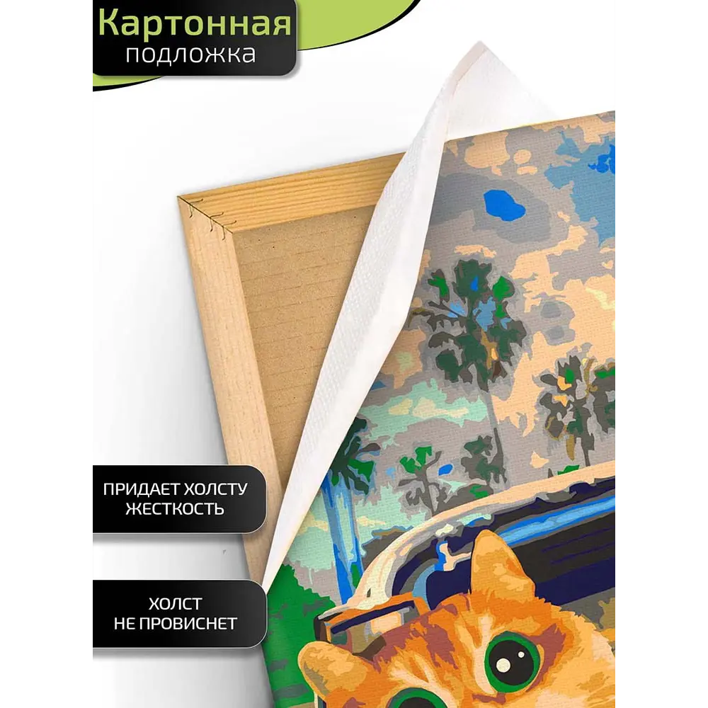 Картина по номерам Fbrush Кошка за рулем 40x50 см STLM-2068281 - Вид №2