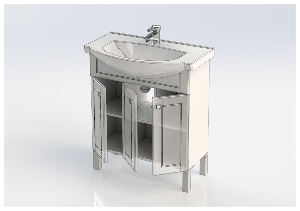 Тумба с раковиной Aquanet Честер 75 белый/золото 0018610000183610 - Вид №5