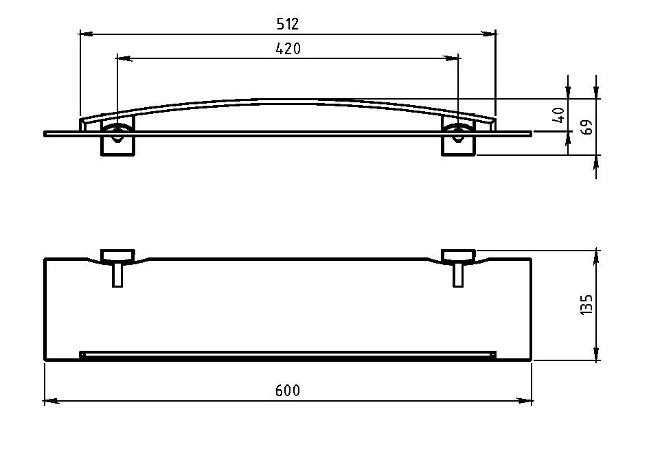 Полка с ограждением Novaservis Metalia 12 0253.0 хром 02530 - Вид №1