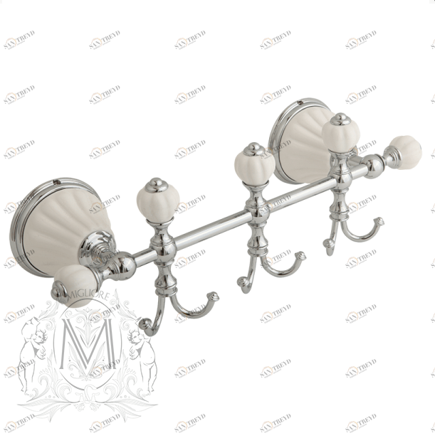 Планка с тремя крючками MIGLIORE Olivia ML.OLV-60.639, 30 см ML.OLV-60.639.BI.CR