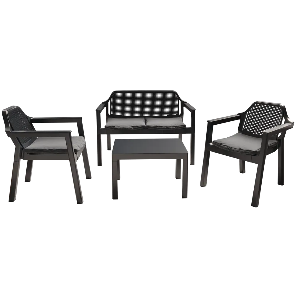 Набор садовой мебели для отдыха Adriano Easy Comfort полипропилен графит диван 2 кресла стол STLM-2074954 - Вид №1