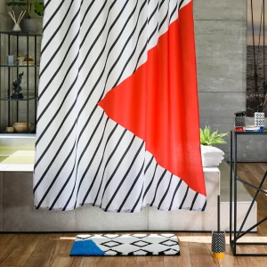 Штора для ванны Moroshka Memphis 180x200 см полиэстер цвет белый/красный