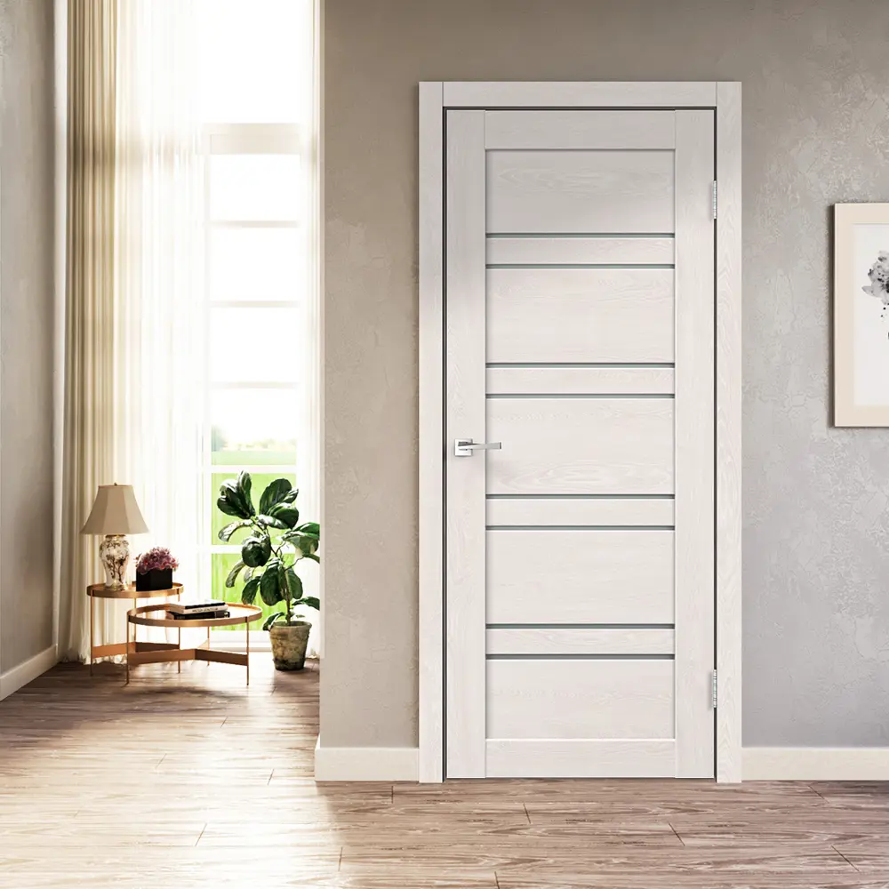 Комплект двери Лайн 1 со стеклом 80x200 см Hardflex цвет дуб тернер белый с добором 150 мм 89429209 STLM-2114495 VELLDORIS  - Вид №1