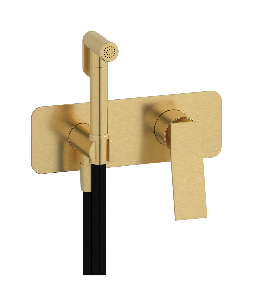 Внешние части гигенического душа со смесителем. WE ARE IB wa299cf Brushed Gold Wave