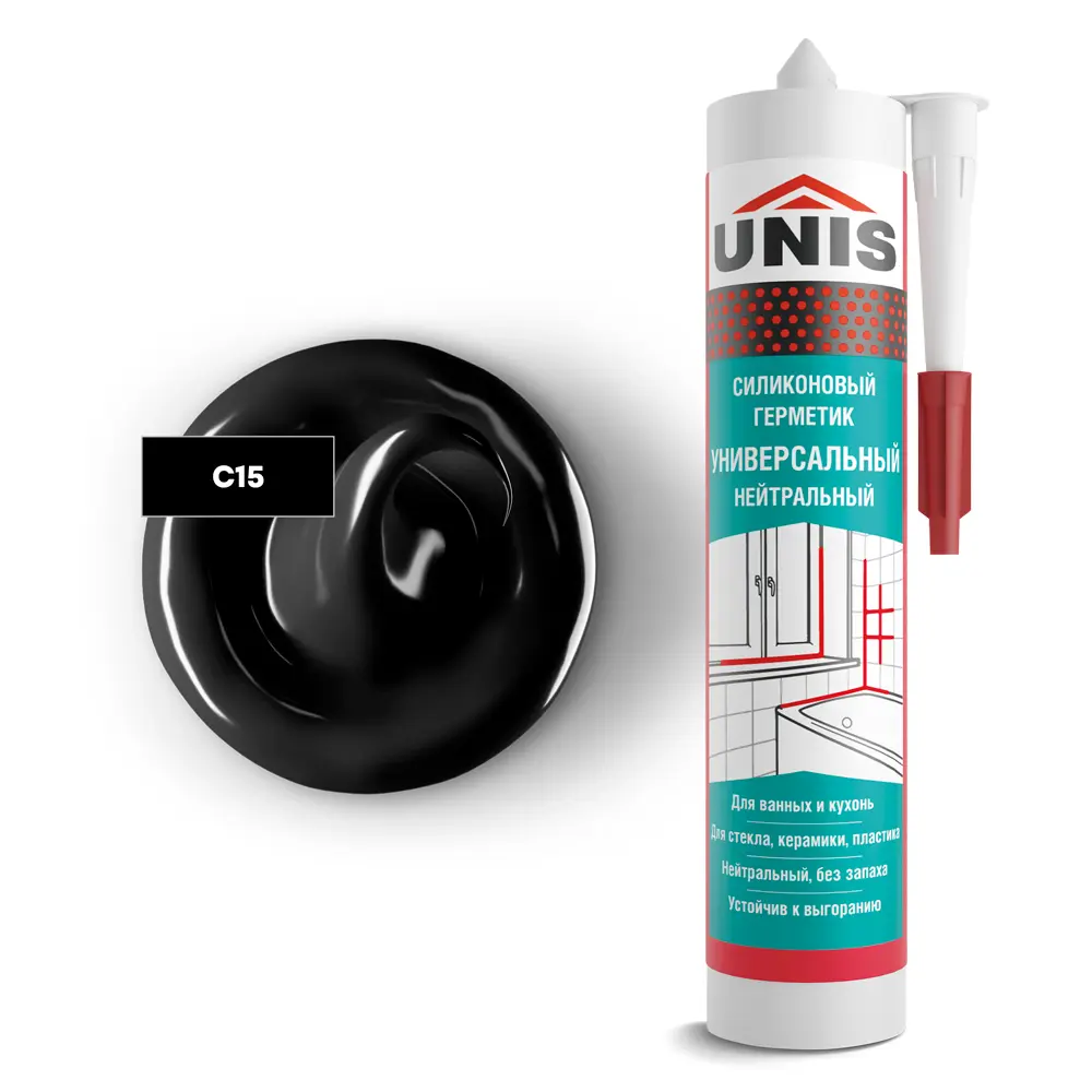 Герметик силиконовый Unis UN-80 черный 300 мл Santreyd STLM-2104544 - Вид №1