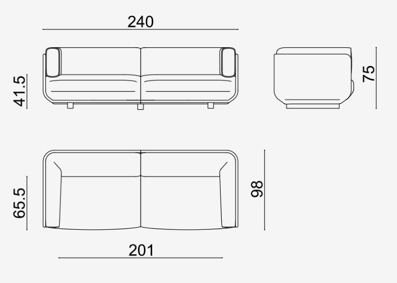 3-местный кожаный и тканевый диван Arper Shaal ARCH-00136893 - Вид №9