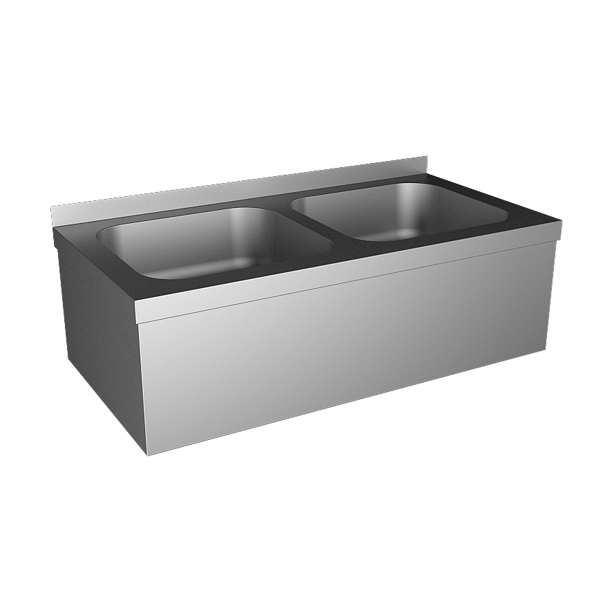 93060 Нержавеющая подвесная двойная мойка с облицовкой SANELA 