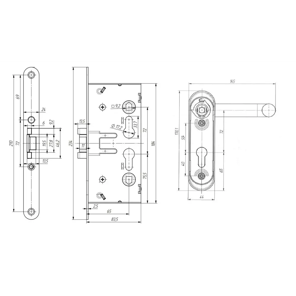 Замок врезной 772, цвет черный ЗЕНИТ STLM-2012656 - Вид №8