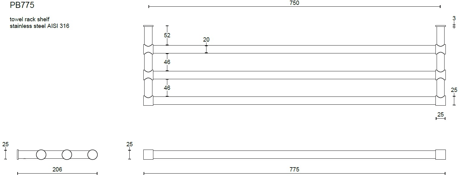 Formani Вешалка для полотенец из нержавеющей стали One Pb775 - Вид №4