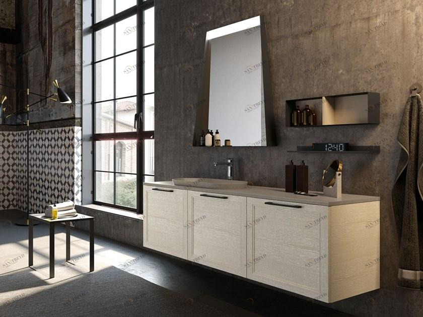 Archeda Подвесная тумба под умывальник из дерева с зеркалом Seta sun-id-1385620