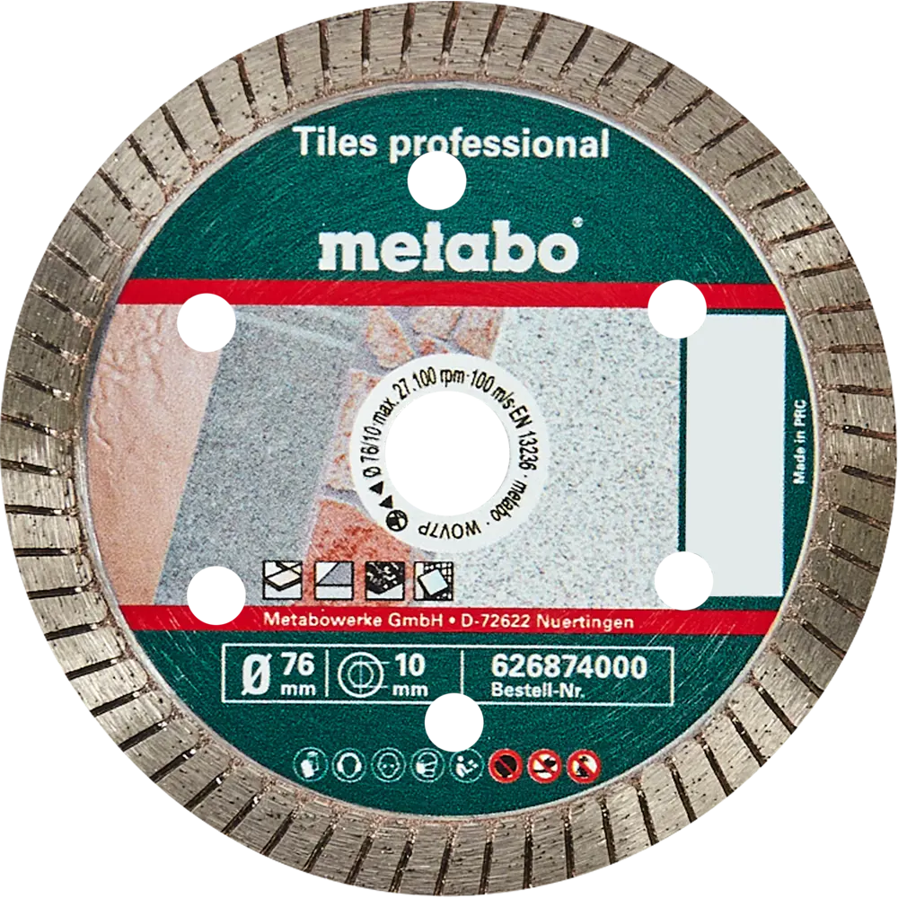 Диск алмазный по плитке и камню Metabo, 626874000, 76x12.7 мм 88111042 STLM-2158953 