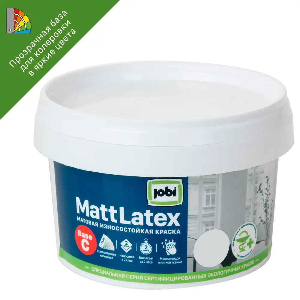 Краска Jobi Mattlatex матовая прозрачная база C для колеровки 250 мл 82432436 STLM-0027285