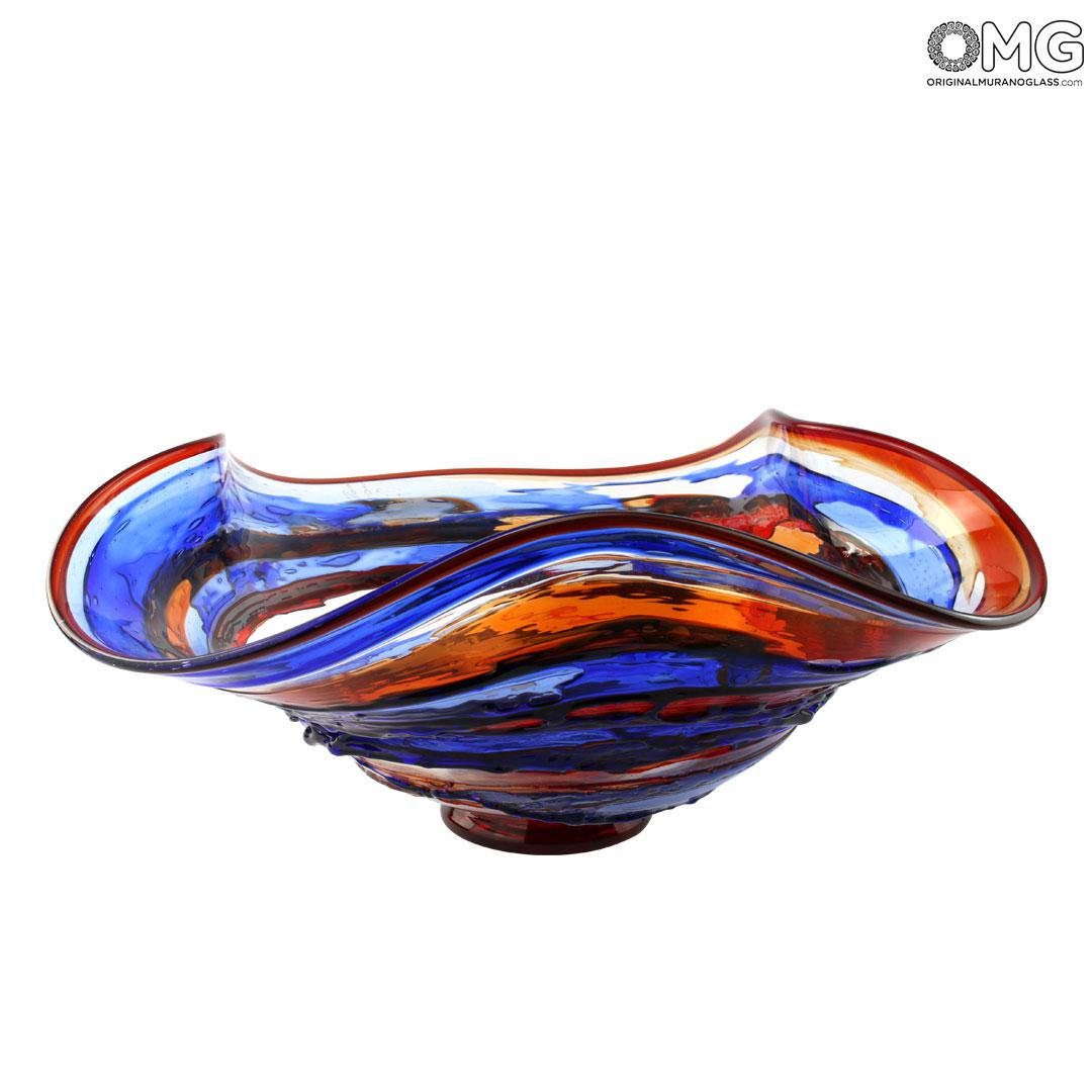 1283 ORIGINALMURANOGLASS Декоративная чаша Papios Alto из муранского стекла - сбруффи 26 см  - Вид №1