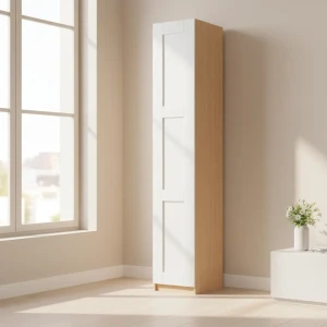 Шкаф распашной Реймс белый с  2 полками и 4 ящиками 40х232,2х54,5 ЛДСП каркас дуб комано