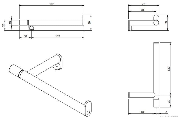 Держатель рулона из нержавеющей стали Rubinetterie Treemme 40MM ARCH-00140787 - Вид №3