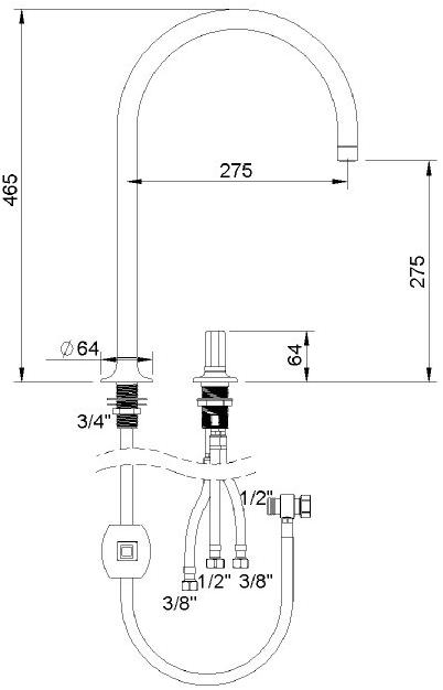 rvb Кухонный смеситель, однорычажный, на два отверстия, из хромированной латуни Times 4574.--.26 - Вид №1