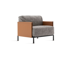 Кресло из ткани или кожи с кожаными подлокотниками