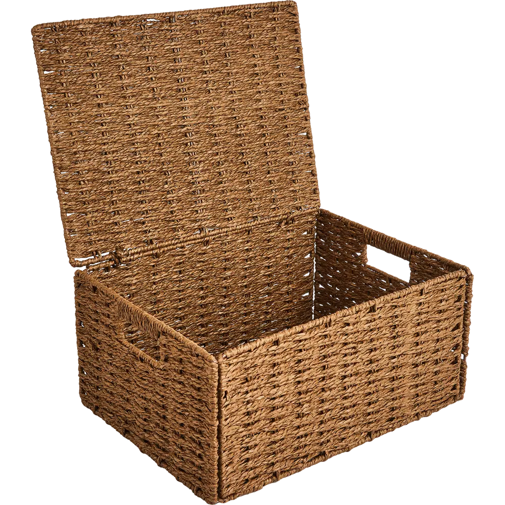 Корзина с крышкой для хранения 38x18x28 см бумага цвет коричневый 89344353 STLM-2209458 SPACEO Kub - Вид №6