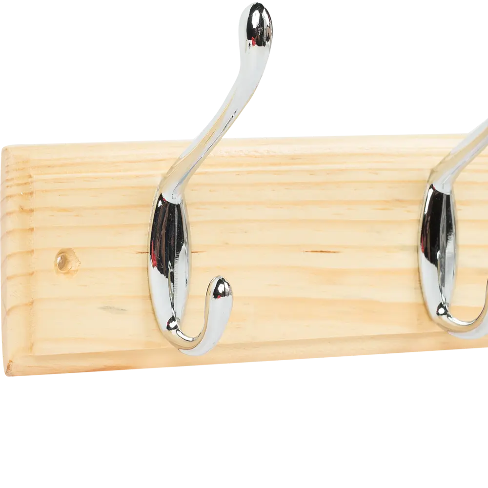 Вешалка настенная для одежды 4/2 крючков 40х9.5х7 см цвет сосна LARVIJ STLM-2190740 - Вид №1