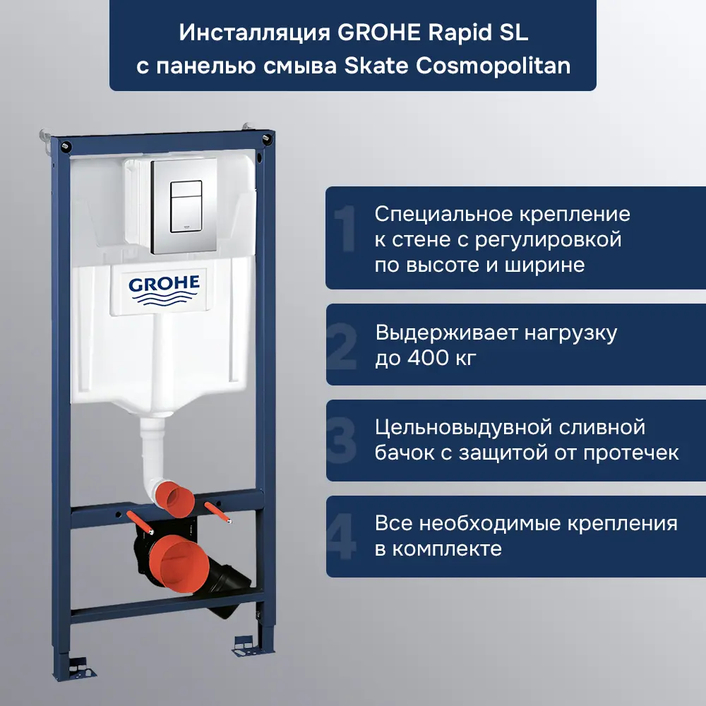 Комплект инсталляция и унитаз Aquatek Grohe Либерти Торнадо безободковый с микролифтом STLM-2070328 - Вид №3