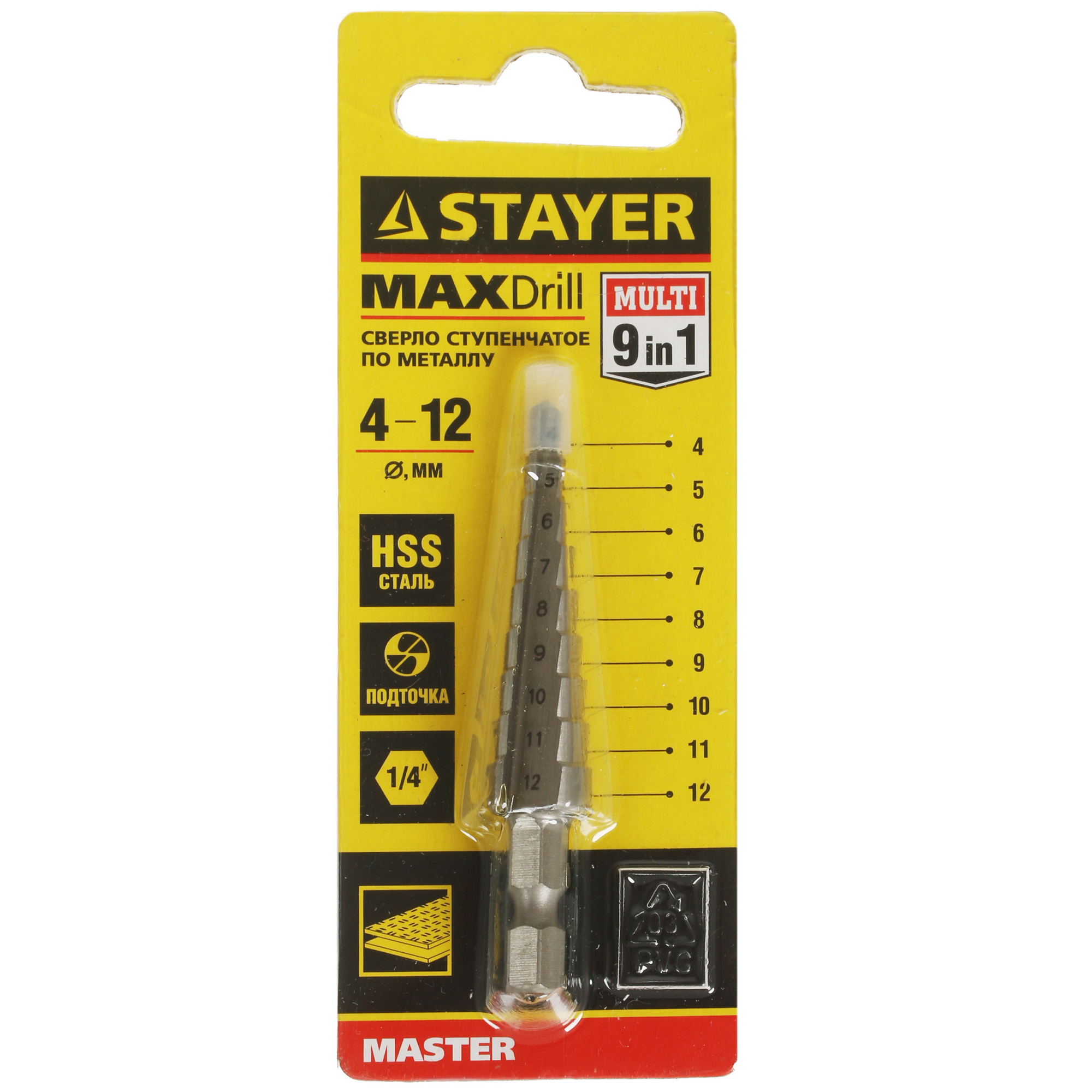 Сверло ступенчатое STAYER 29660-4-12-9 5062152 STDN-0152121