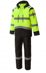 69360 Костюм "Премиум" зимний ткань "Оксфорд" черный-лимон с СВП  Зимняя спецодежда  размер 60-62/170-176