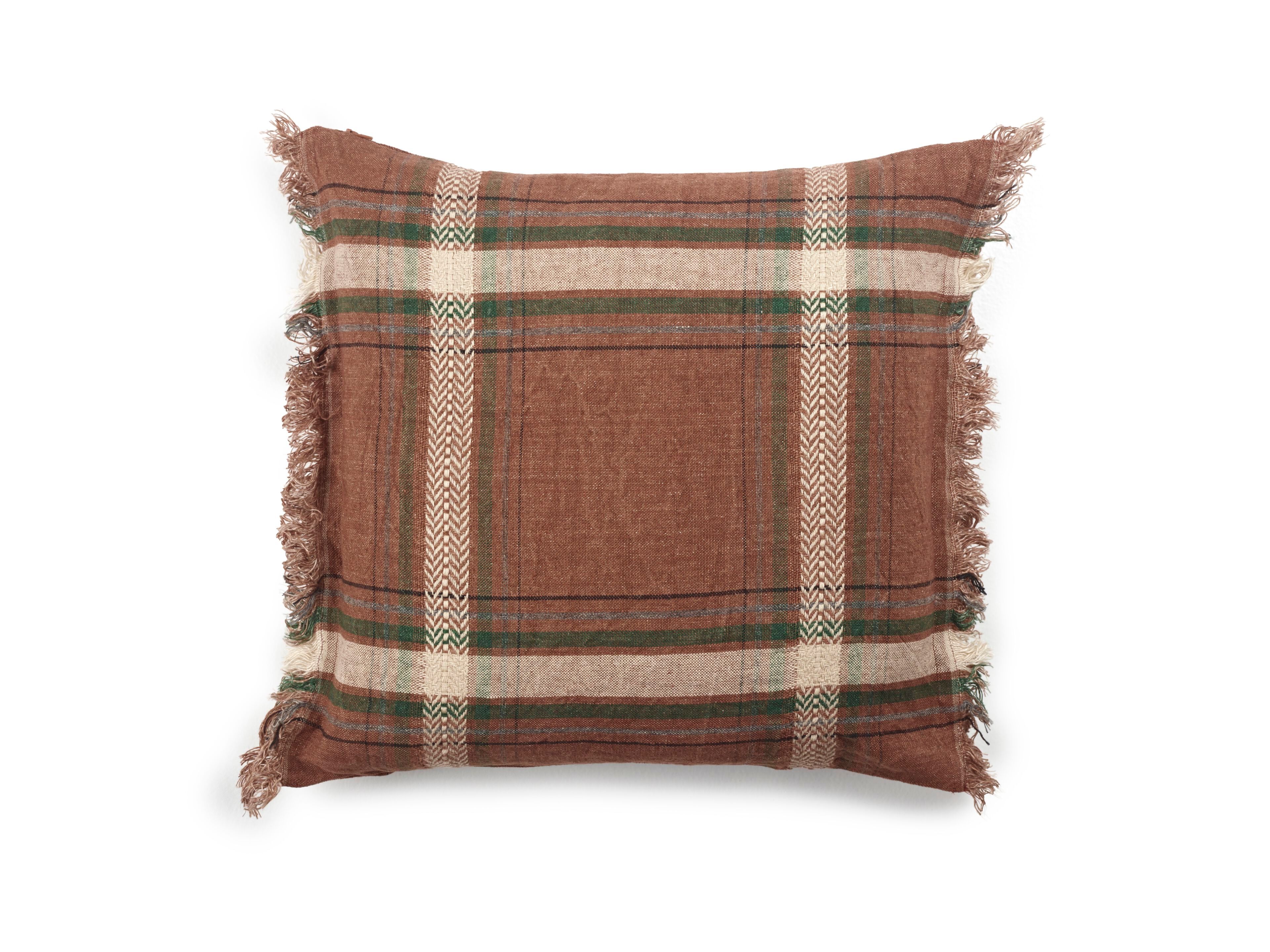Льняная квадратная подушка в клетку Libeco Home рябина ARCH-00082609