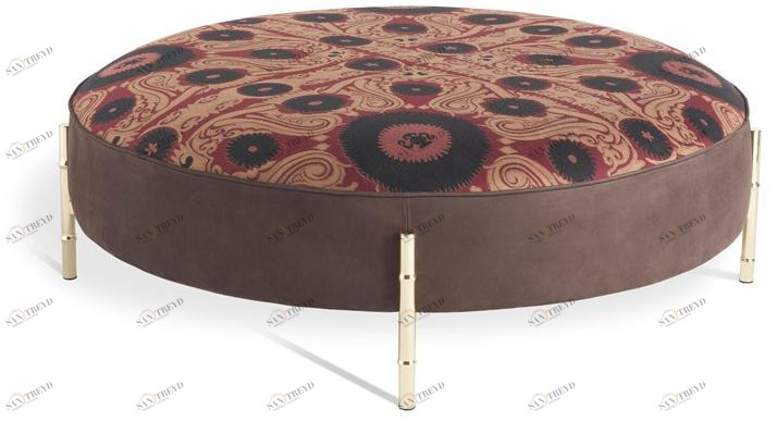 ETRO Home Interiors Круглый пуф с мягкой подкладкой из ткани и нубука Samarcanda Am.222.a