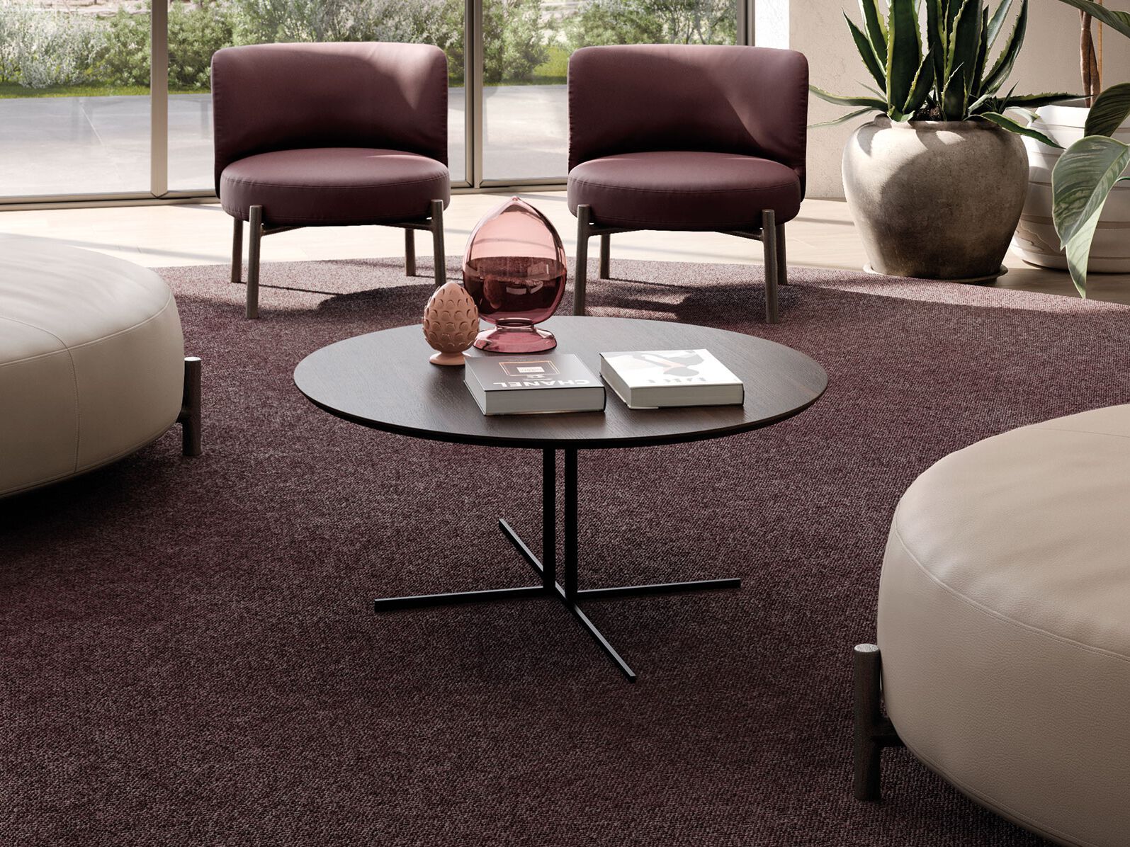 Низкий круглый журнальный столик с деревянной столешницей Natuzzi Italia ESTRO ARCH-00004654 - Вид №3