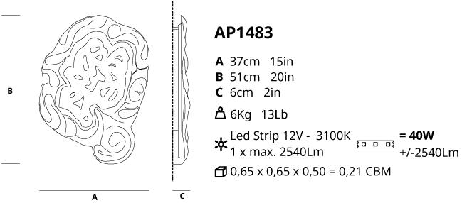 Serip Светодиодный настенный светильник из алюминия и стекла Dali Ap1483 - Вид №1