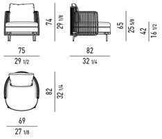 Minotti Садовое кресло из ткани с подлокотниками Tape cord outdoor sun-id-1373788 - Вид №4