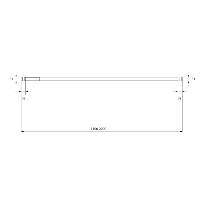 011A200M14 Карниз для ванной комнаты 110-200 см голубой Milardo Easy - Вид №3