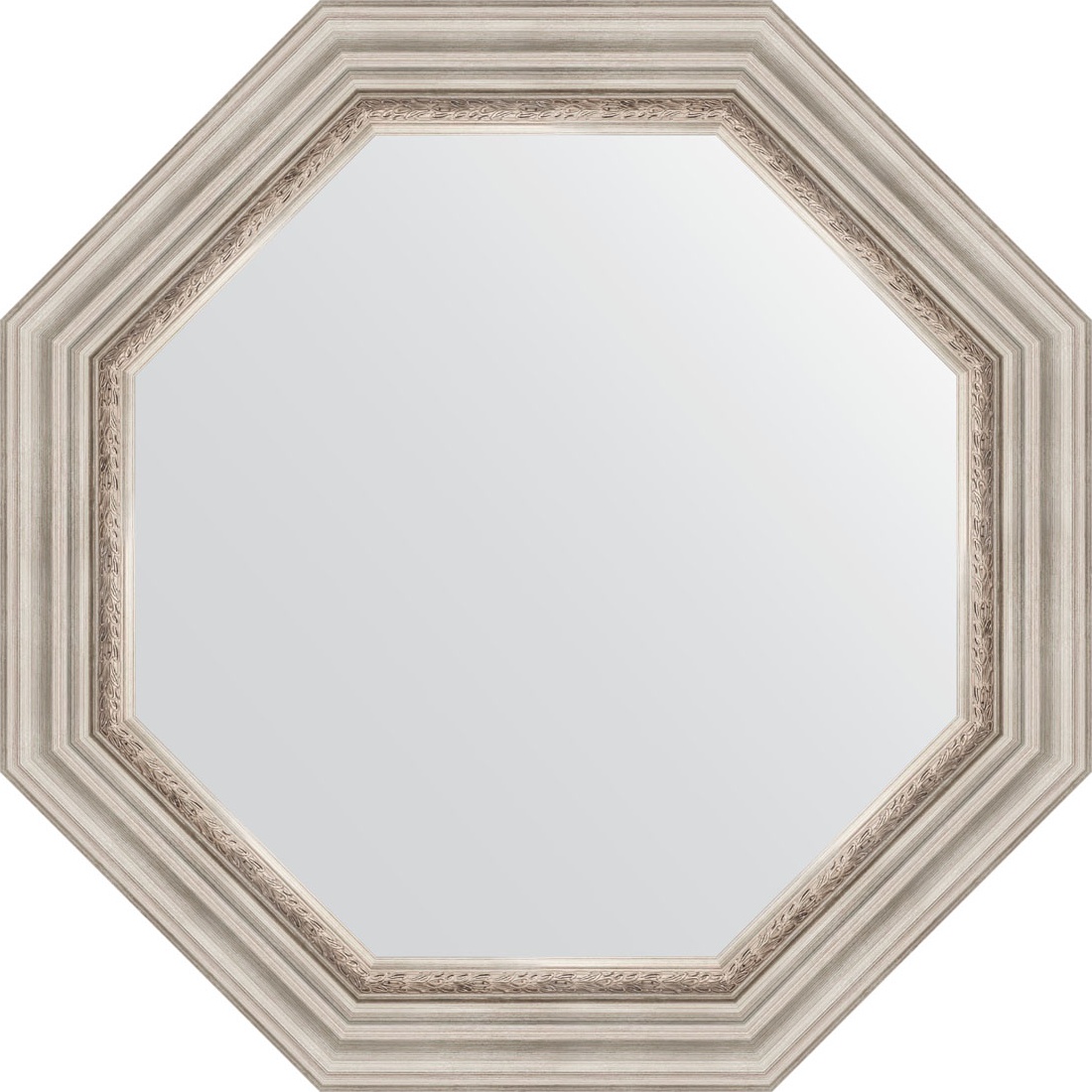 BY 7343 Зеркало в багетной раме - римское серебро 88 mm EVOFORM Octagon