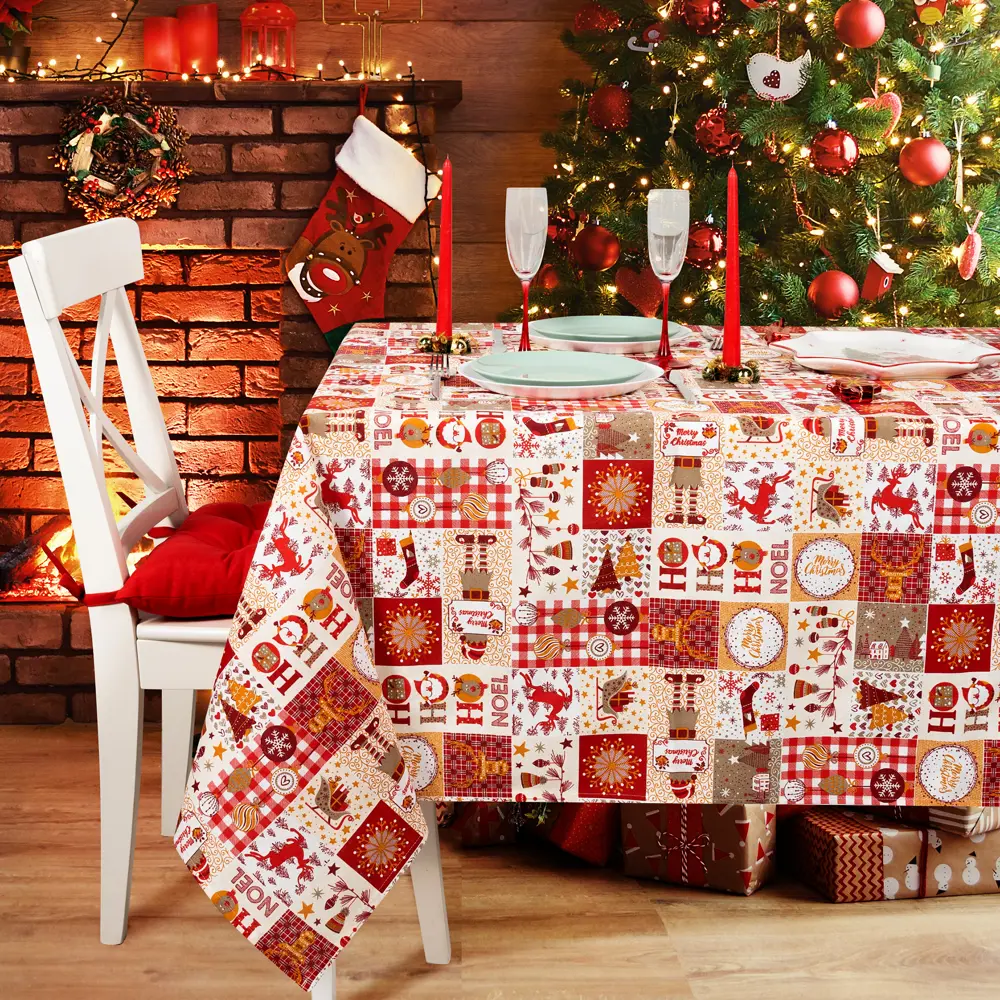 Скатерть "Эльфы", прямоугольная, 136x170 см, цвет красный Altali STLM-2125689