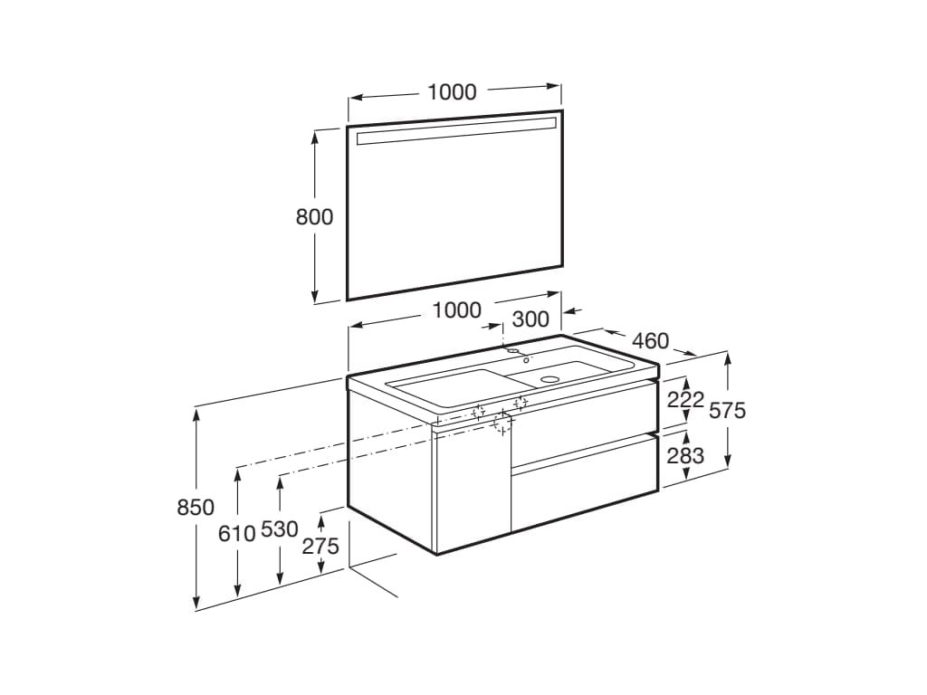 Деревянный умывальник с ящиками, дверцами, зеркалом и встроенной раковиной Roca The Gap ARCH-00147702 - Вид №15