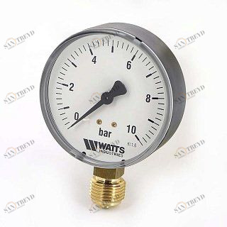 Манометр радиальный F+R200 80 мм 1/2" 10 бар WATTS 10007793