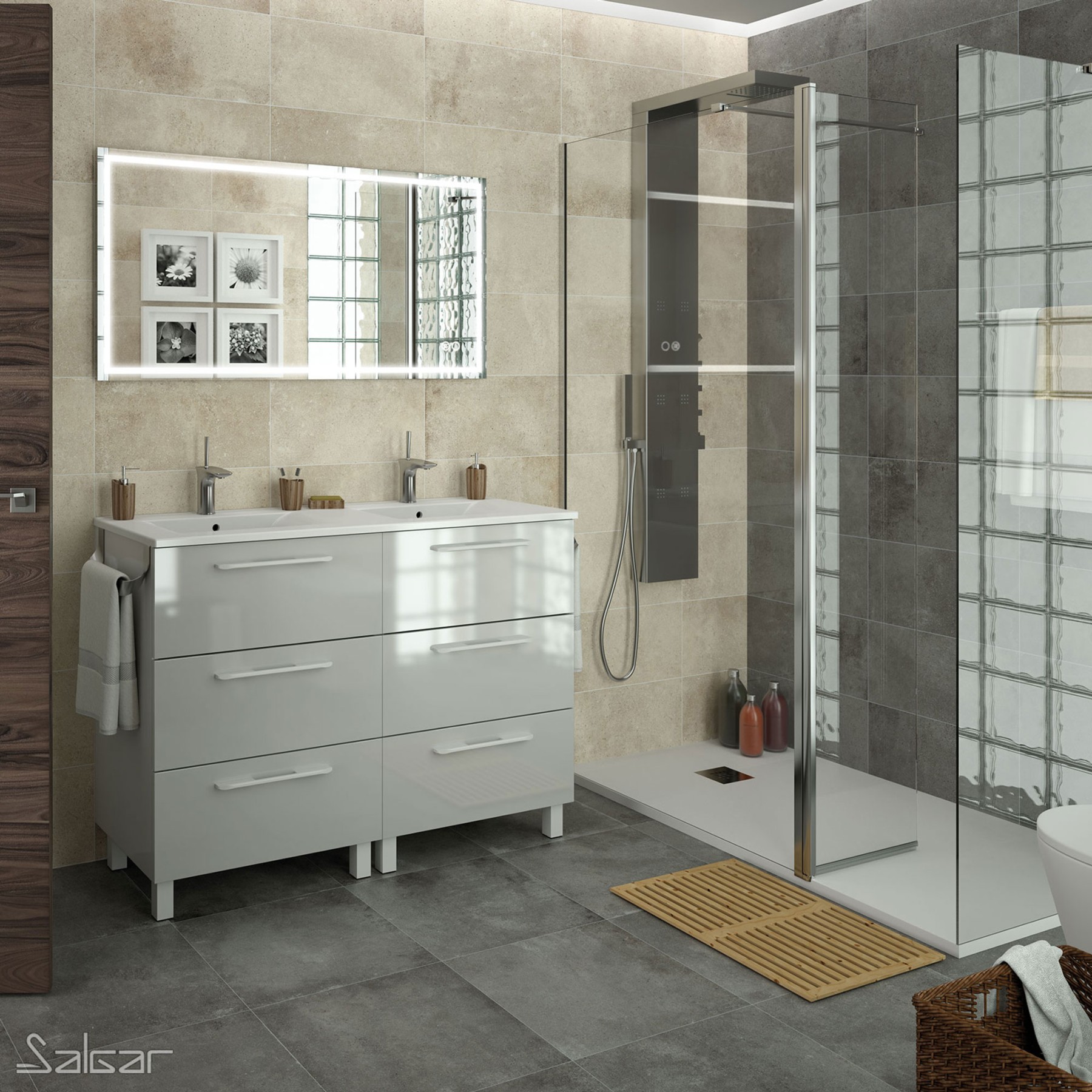 87855 SALGAR Зеркало CHICAGO II 1200 горизонтальное вертикальное со светодиодным датчиком света и противотуманным (30 Вт) IP 44 1200 x 600 мм - Вид №3