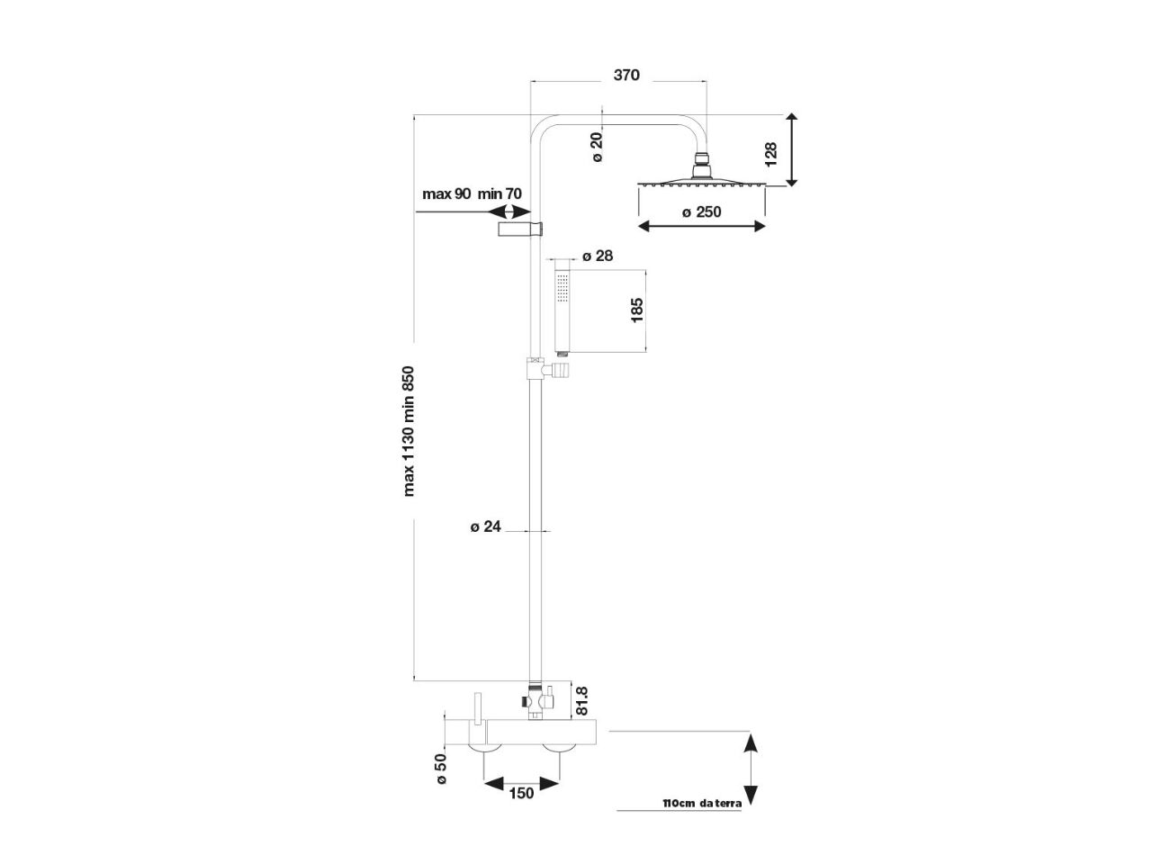 Душевая колонна с ручным душем Cropelli круглый ARCH-00131629 - Вид №9