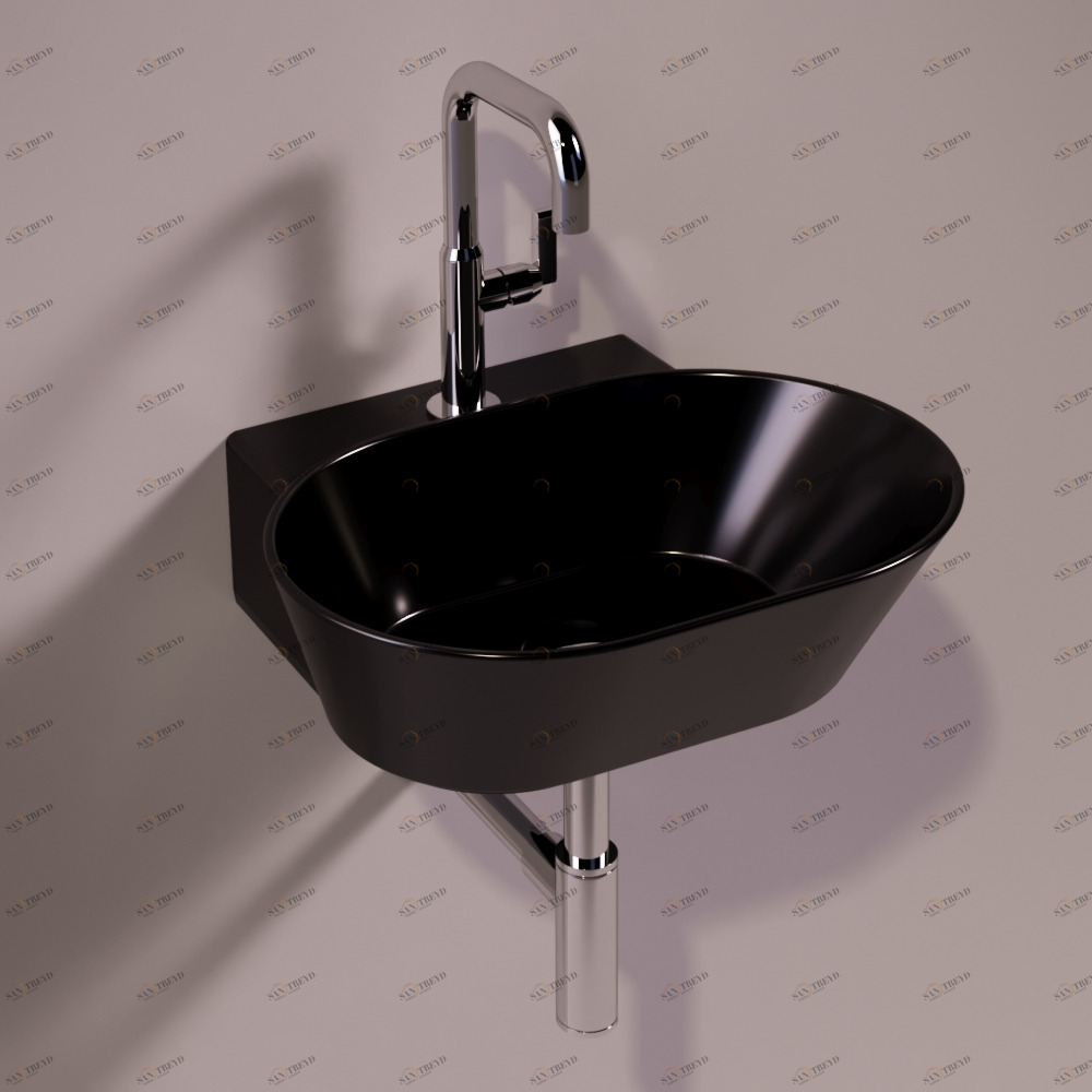 WA06NERO Подвесная раковина настенная овальная Simas  черная 