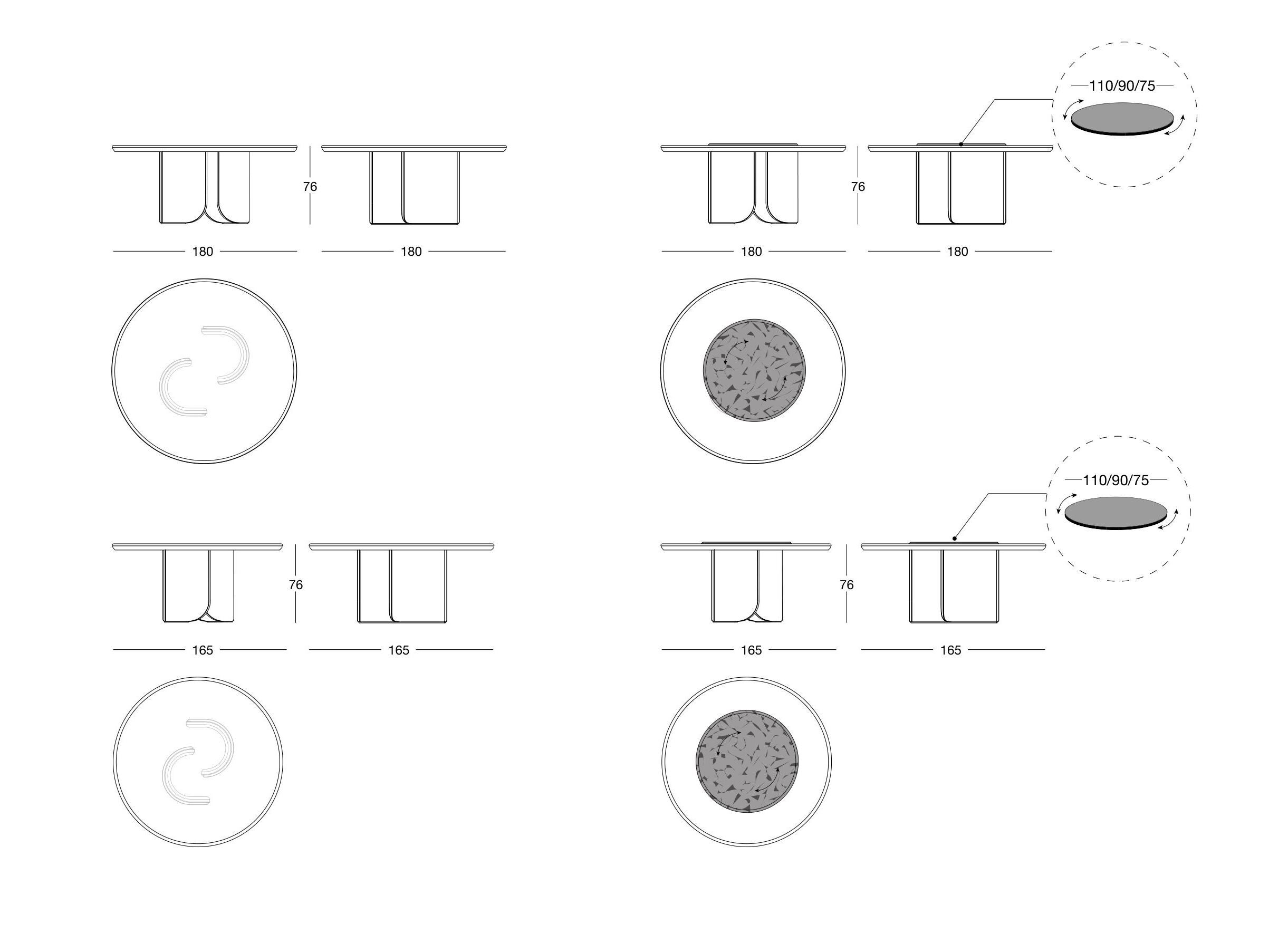 Круглый обеденный стол из натурального камня Longhi Blooming ARCH-00086395 - Вид №3