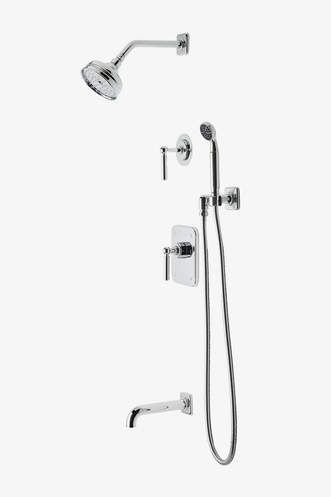 LDSP17 Комплект для душа Ludlow с балансировкой давления с 5-дюймовой розеткой для душа, ручным душем, изливом ванны и рукояткой с отводным рычагом Waterworks 