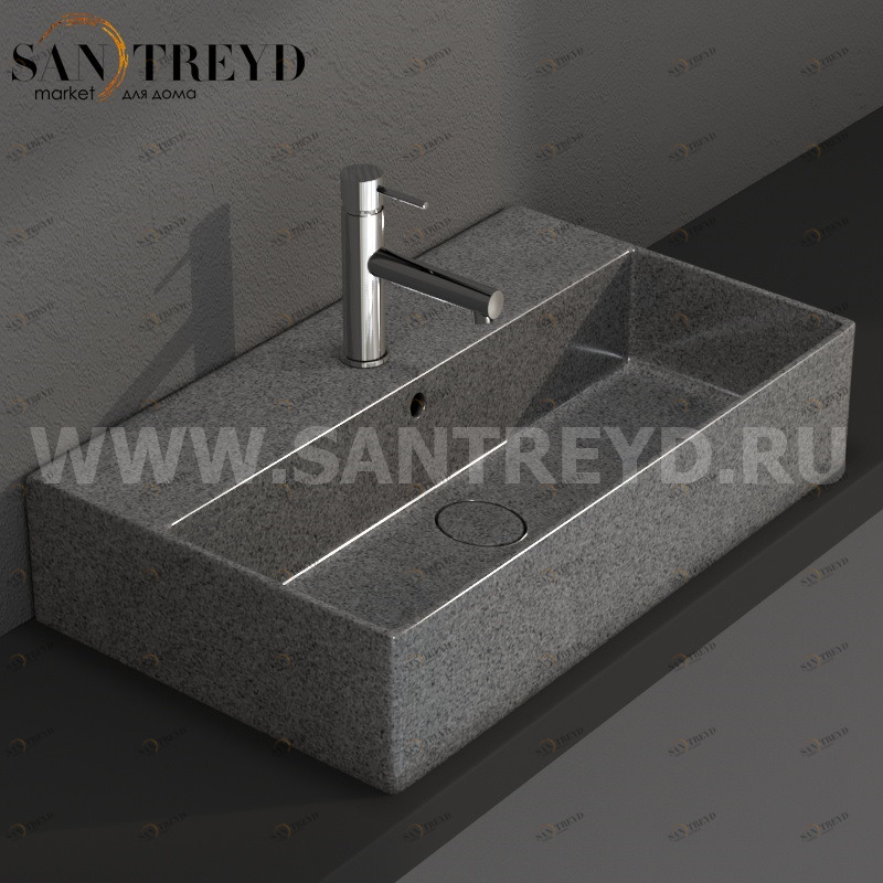 IN061PG Подвесная раковина настенная прямоугольная Ceramica Globo T-EDGE серая