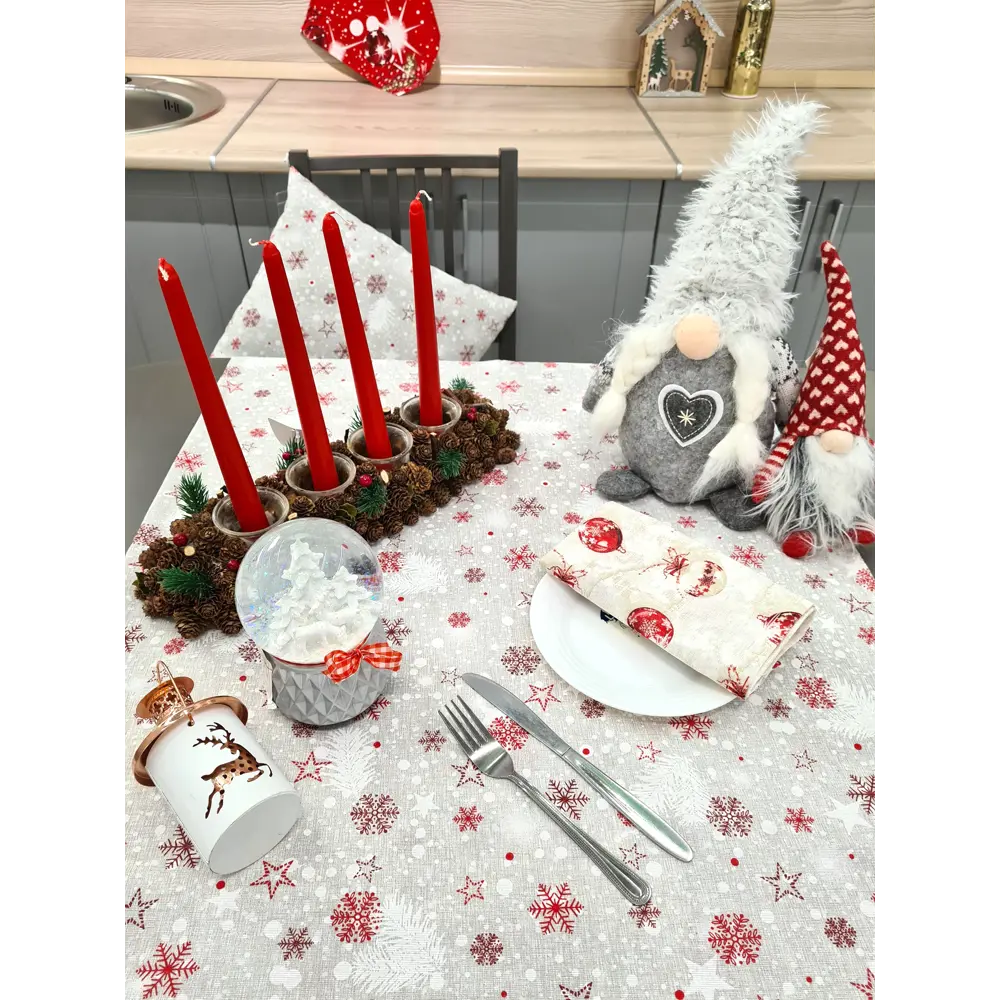 Скатерть "Снежинки", прямоугольная, 136x170 см, цвет серый Altali STLM-2117034 - Вид №5