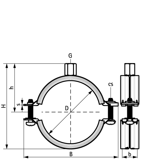 31085052 Bifix® G2 Хомуты (M8/10) (BUP1000) для стальных, медных, чугунных и пластиковых (многослойных) труб walraven  - Вид №1