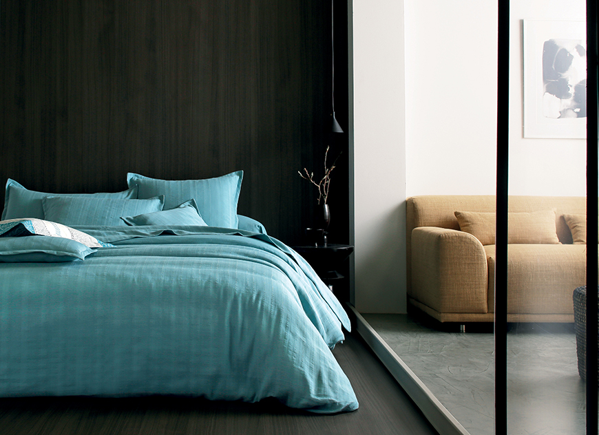 DELHI_T_200 КПБ 200/220 бирюзовый 240/300 2 нав 50/75 хлопок 85% лен 15% постиранное stonewashed (в подарочной коробке) Blanc des Vosges Santreyd 