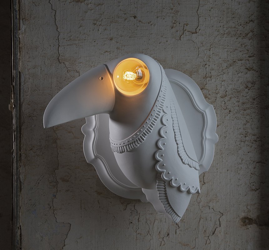 Светильник настенный белый Cubano KARMAN С ПТИЧКОЙ 00-3882937 Белый  - Вид №1