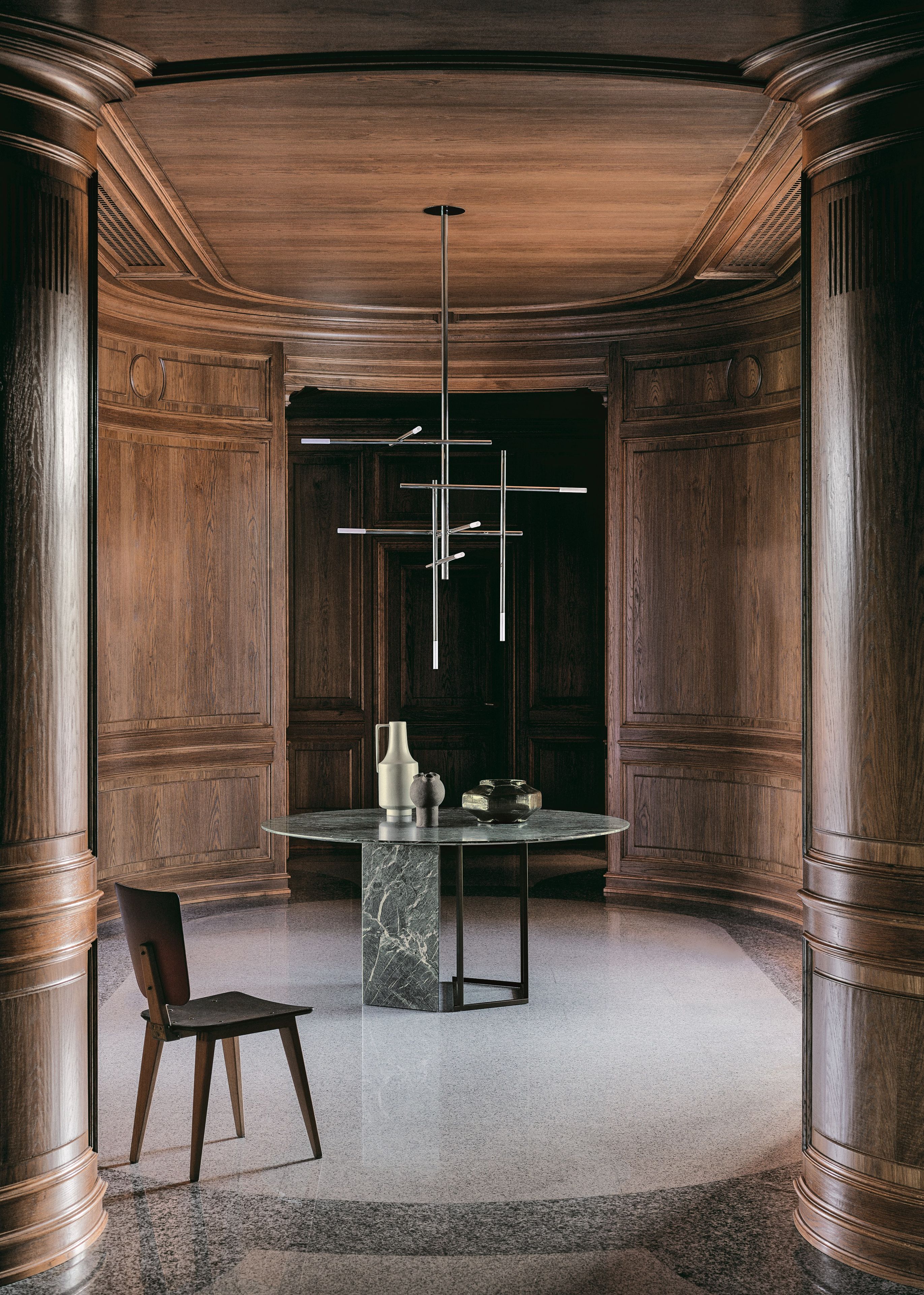 Круглый деревянный обеденный стол Meridiani Edition Plinto ARCH-00138345 - Вид №1