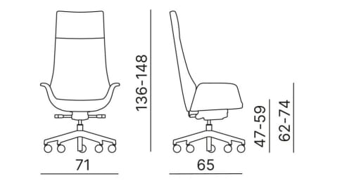 5-спицевое кожаное офисное кресло с высокой спинкой Kastel Kriteria ARCH-00050159 - Вид №2